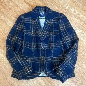 Blue Plaid Wool Blend Blazer Jacket - Brooks Brothers